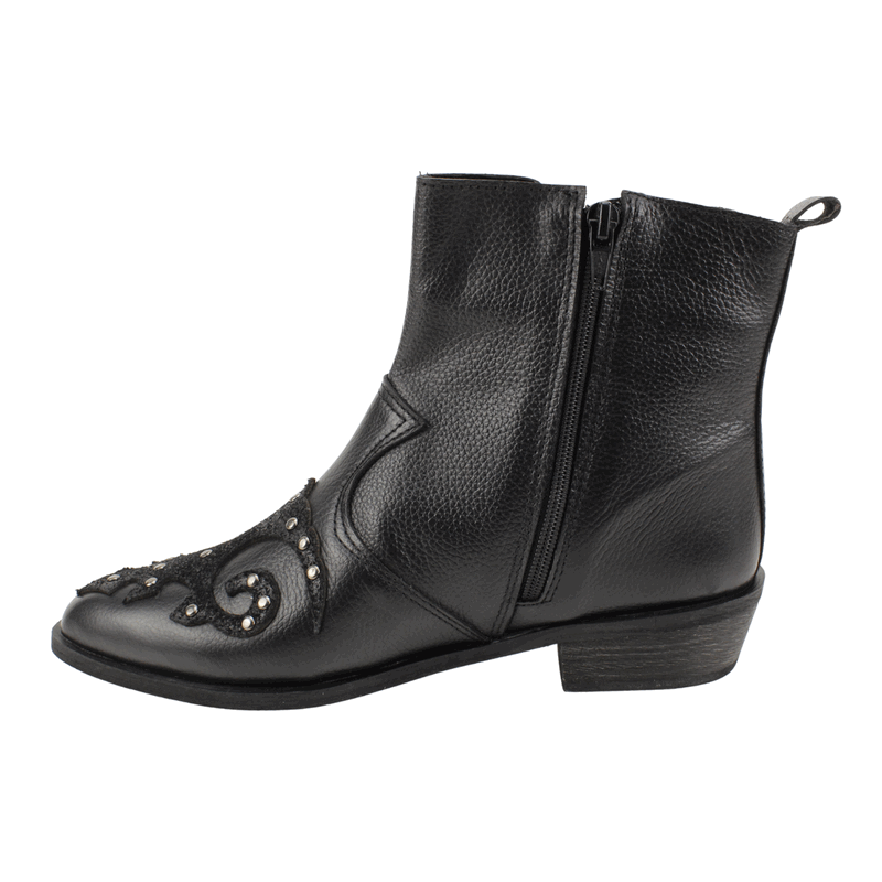 BOTIN EXS VAQUERO TACHAS CUERO NEGRO - 4