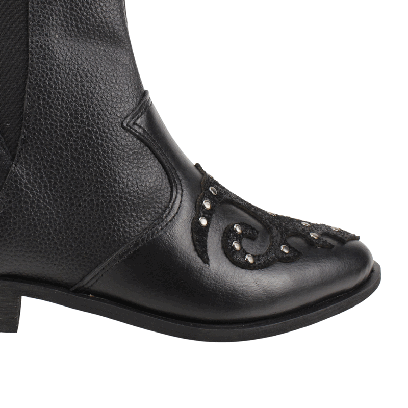BOTIN EXS VAQUERO TACHAS CUERO NEGRO - 5