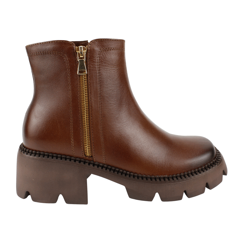 BOTIN EXS PLATAFORMA CUERO CAFE - 1