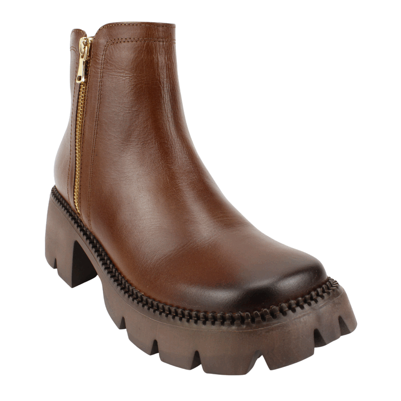 BOTIN EXS PLATAFORMA CUERO CAFE - 3