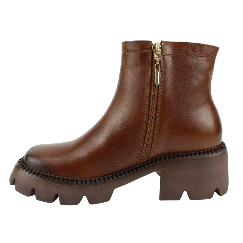 BOTIN EXS PLATAFORMA CUERO CAFE - 4