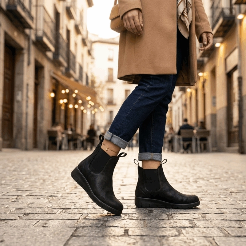 BOTIN NEW WALK DOBLE TIRADOR NEGRO - 2