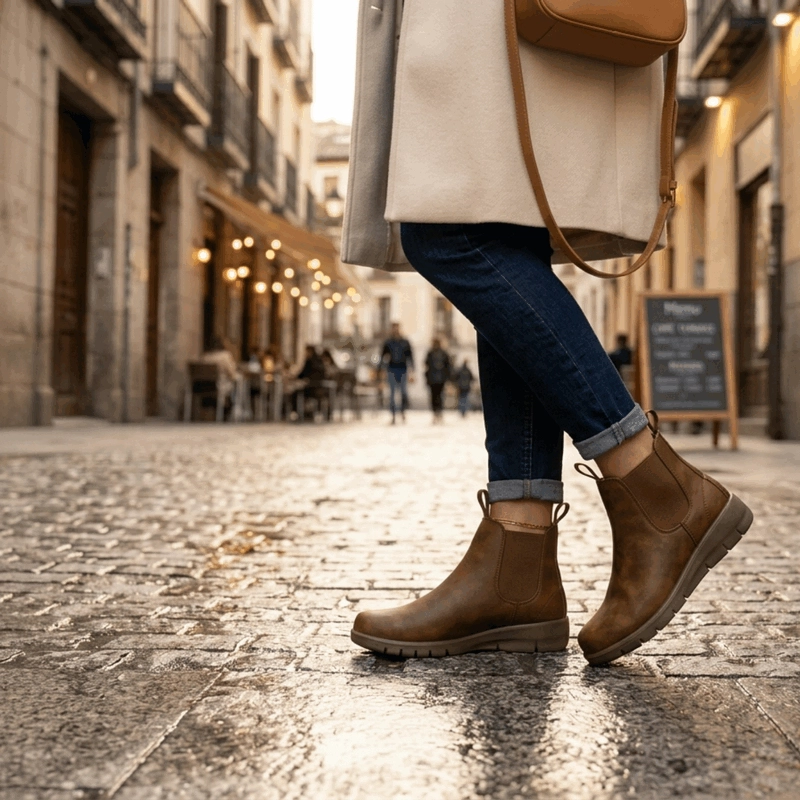 BOTIN NEW WALK DOBLE TIRADOR CAMEL - 2