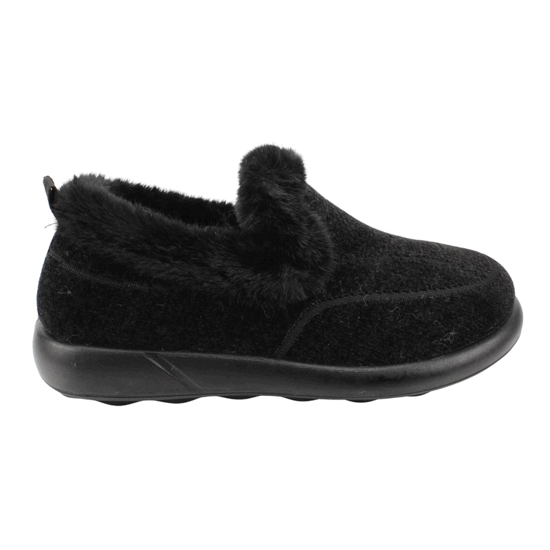 PANTUFLA NEW WALK PELUDA CHIPORRO NEGRA - 1
