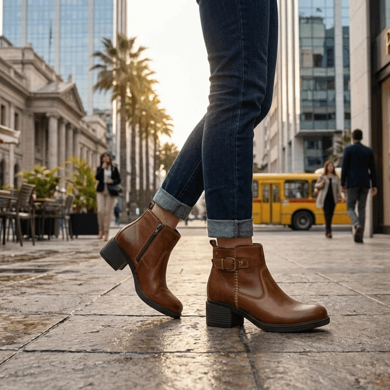 BOTIN PALM COSTURAS CUERO MARRON - 2