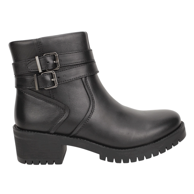 BOTIN PALM DOBLE BROCHE CUERO NEGRO - 1