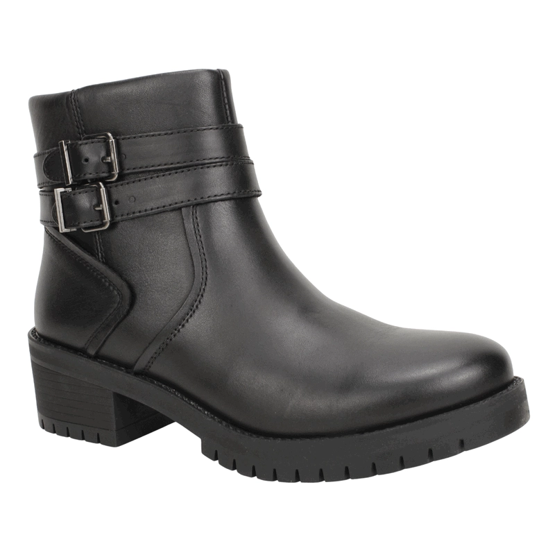 BOTIN PALM DOBLE BROCHE CUERO NEGRO - 3