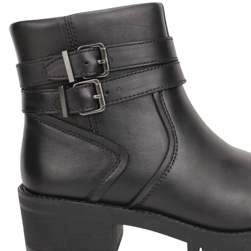 BOTIN PALM DOBLE BROCHE CUERO NEGRO - 5