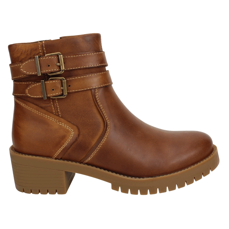 BOTIN PALM DOBLE BROCHE CUERO MARRON - 1