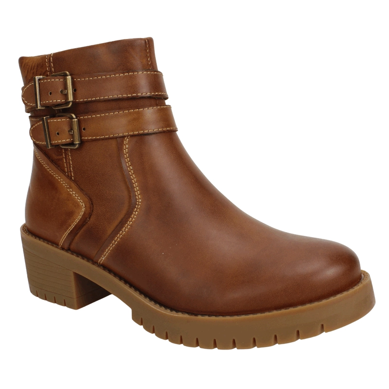 BOTIN PALM DOBLE BROCHE CUERO MARRON - 3
