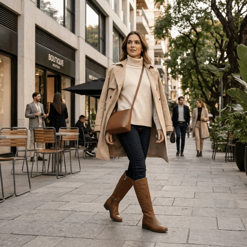 BOTA EXS COSTURAS CUERO MARRON - 2