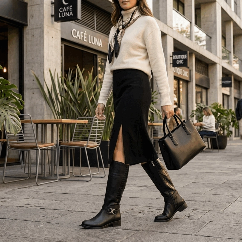 BOTA EXS CUERO LARGA NEGRA - 2