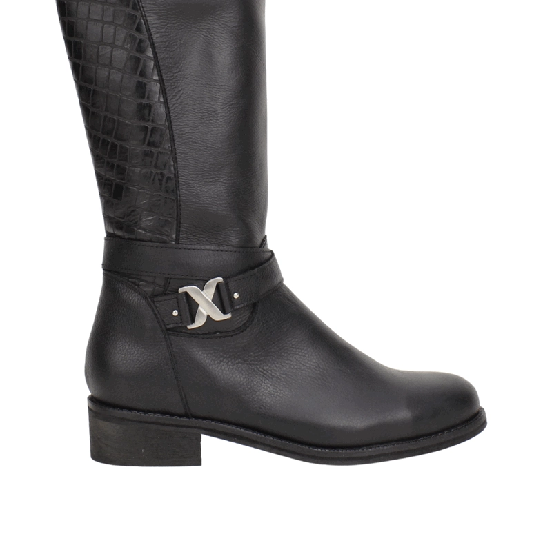 BOTA EXS CUERO LARGA NEGRA - 5