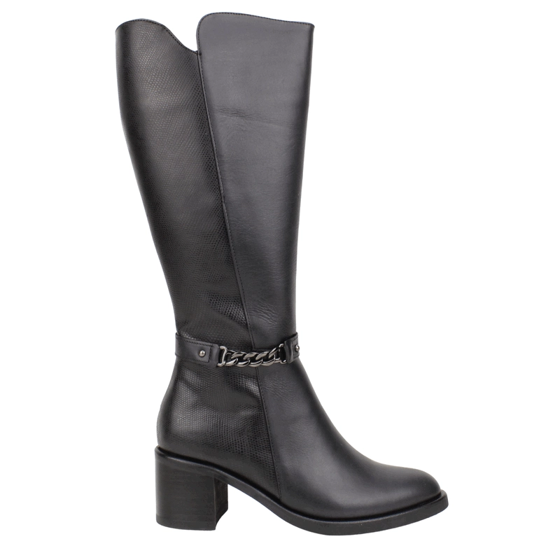 BOTA EXS CADENA CUERO NEGRA - 1