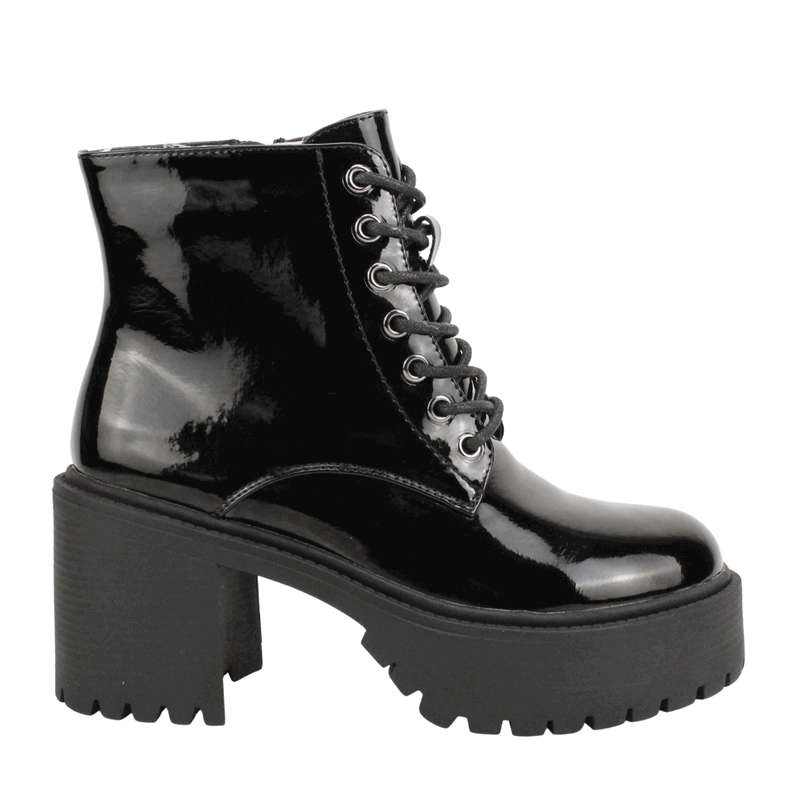 BOTIN NEW WALK PLATAFORMA MILI NEGRO BRILLANTE - 1