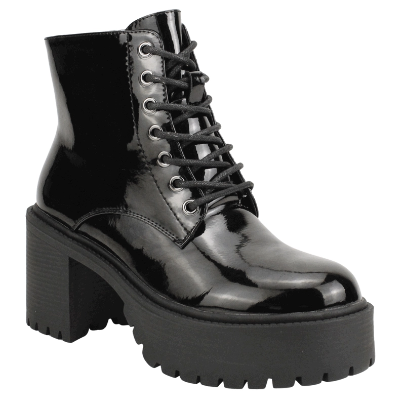 BOTIN NEW WALK PLATAFORMA MILI NEGRO BRILLANTE - 3
