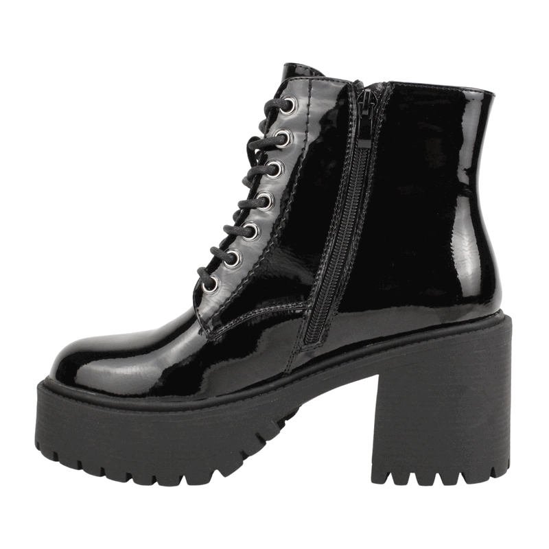 BOTIN NEW WALK PLATAFORMA MILI NEGRO BRILLANTE - 4