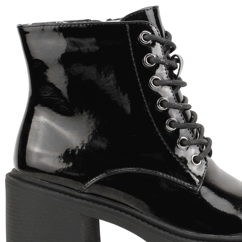 BOTIN NEW WALK PLATAFORMA MILI NEGRO BRILLANTE - 5