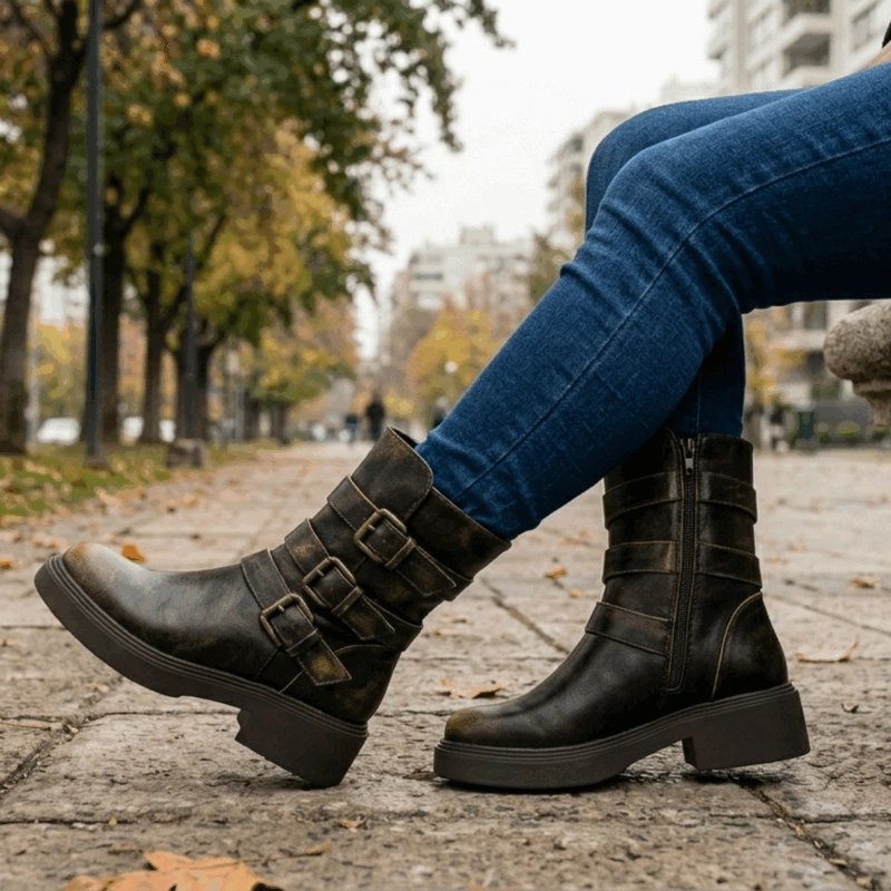 BOTIN NEW WALK MILITAR CORREAS CAFE - 2