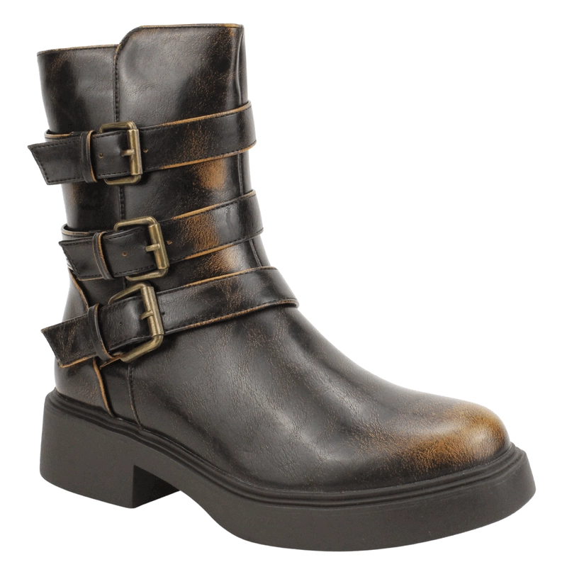 BOTIN NEW WALK MILITAR CORREAS CAFE - 3