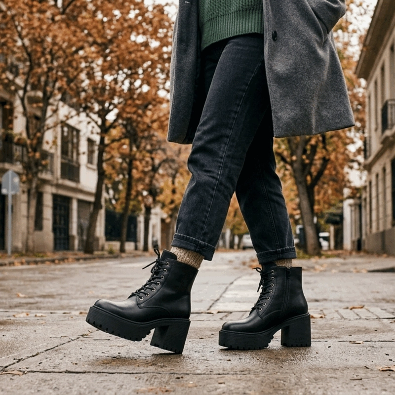BOTIN NEW WALK PLATAFORMA MILI NEGRO - 2