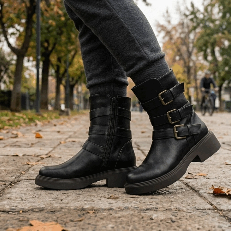 BOTIN NEW WALK MILITAR CORREAS NEGRO - 2