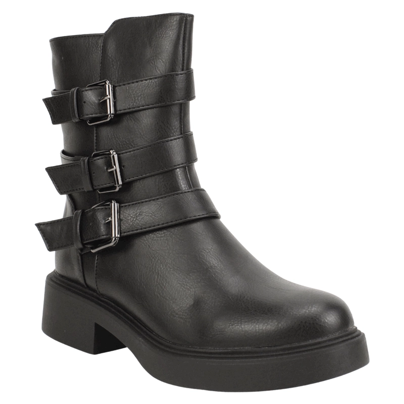 BOTIN NEW WALK MILITAR CORREAS NEGRO - 3