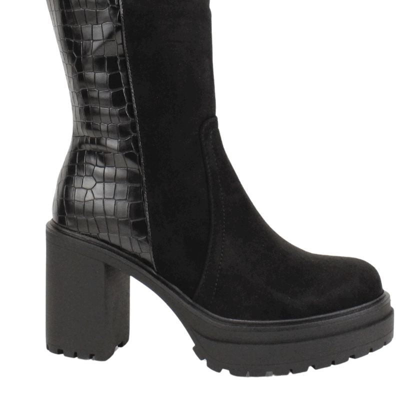 BOTA NEW WALK PLATAFORMA REPTIL NEGRA - 5