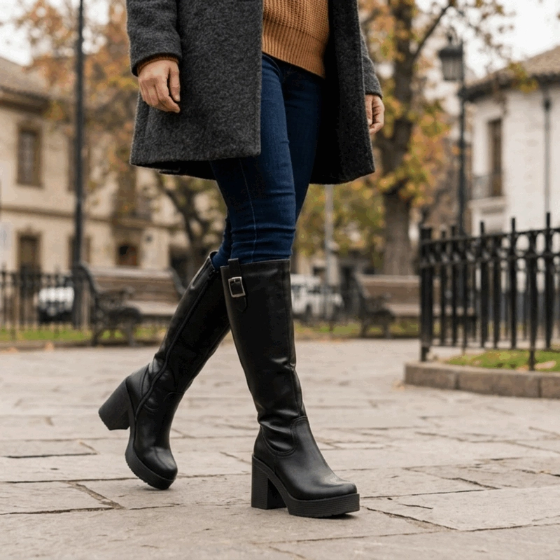 BOTA NEW WALK PLATAFORMA LARGA NEGRA - 2