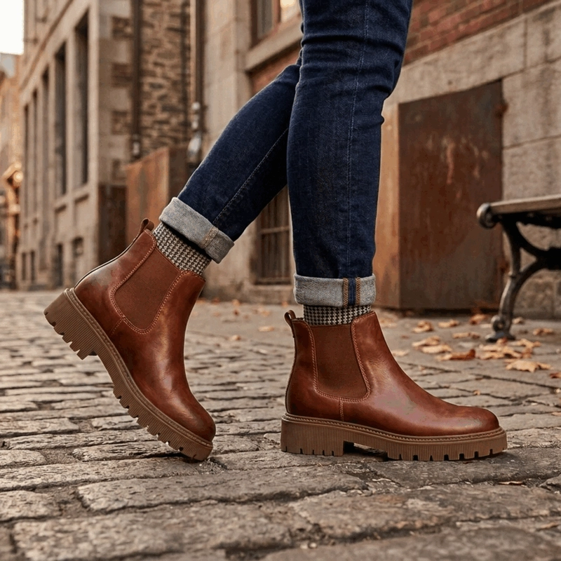BOTIN PALM CUERO ELASTICO CAMEL - 2
