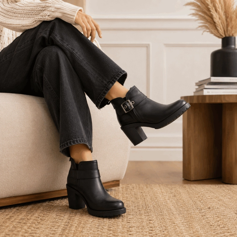 BOTIN PALM CUERO CORREA NEGRO - 2