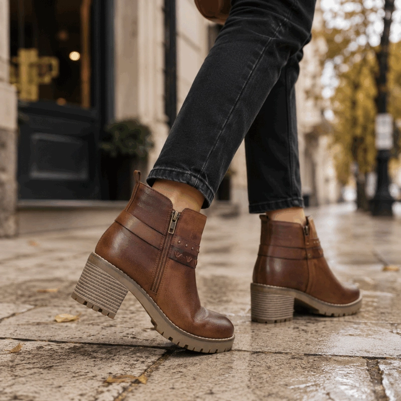 BOTIN PALM CUERO CORREAS MARRON - 2