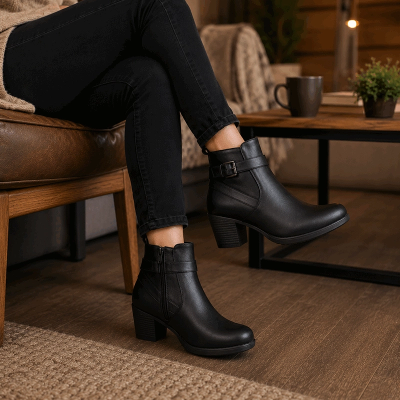 BOTIN NEW WALK COMFORT HEBILLA NEGRO - 2