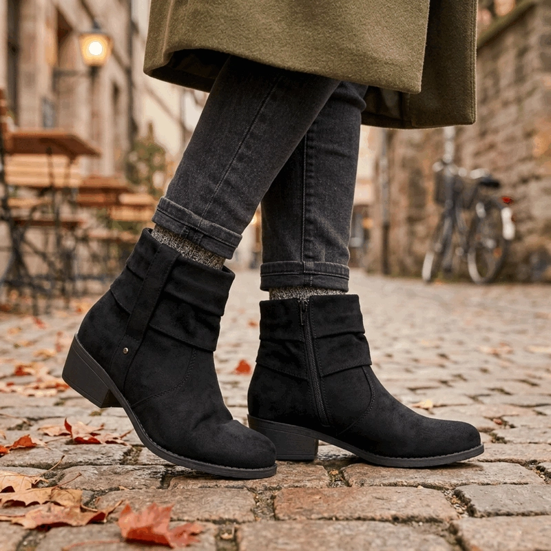 BOTIN NEW WALK NIVELES MICROFIBRA NEGRO - 2