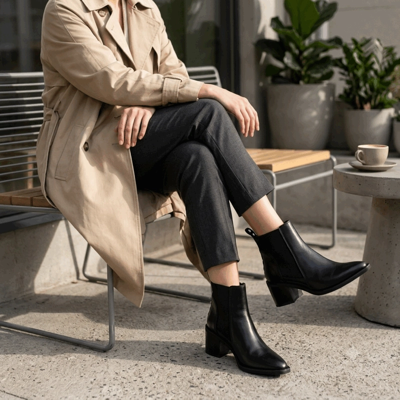 BOTIN ROMANO CUERO SLIP ON NEGRO - 2