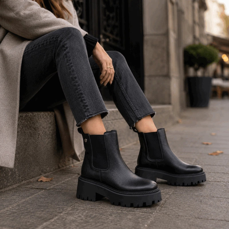 BOTIN ROMANO SLIP ON CUERO NEGRO - 2