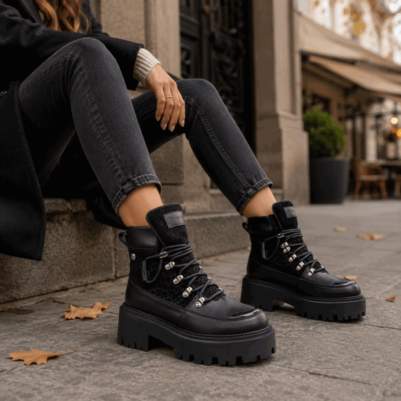 BOTIN ROMANO MILITARES CUERO NEGRO - 2