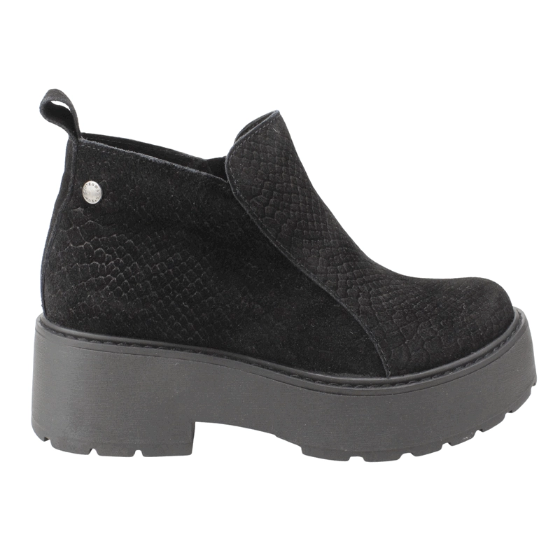 BOTIN ROMANO CUERO REPTIL NEGRO - 1