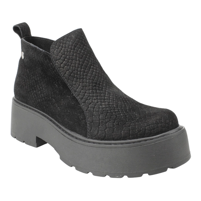 BOTIN ROMANO CUERO REPTIL NEGRO - 3