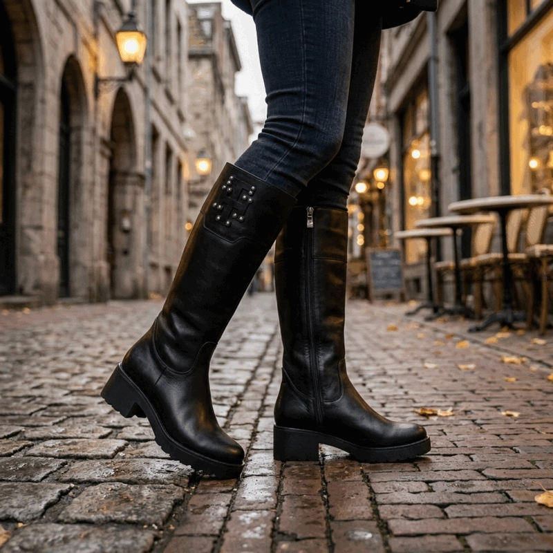 BOTA EXS PLATAFORMA CUERO NEGRO - 2