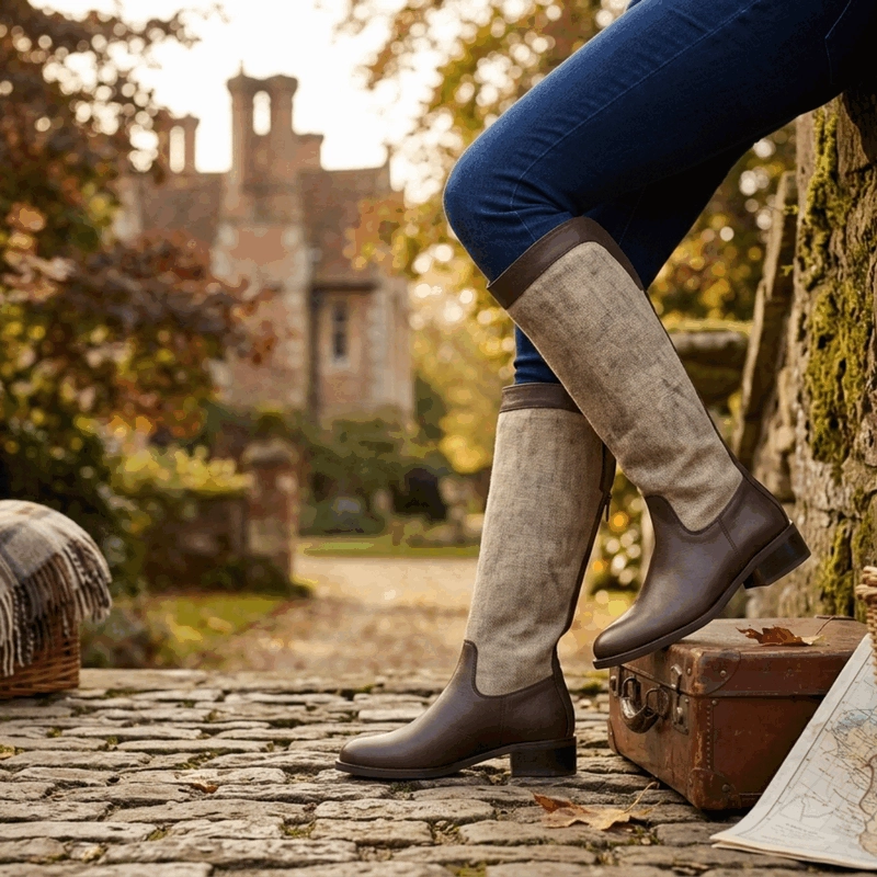 BOTA EXS EQUITACION CUERO TEXTIL CAFE - 2