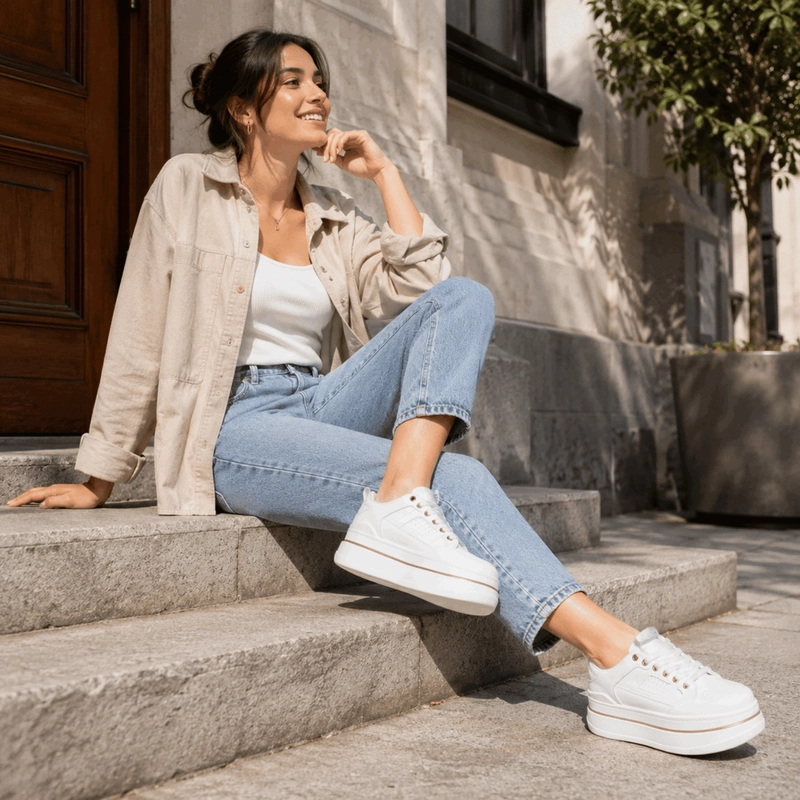 ZAPATILLA NEW WALK PLATAFORMA ALTA BLANCA - 2