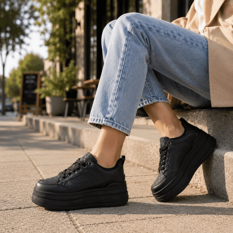 ZAPATILLA NEW WALK PLATAFORMA ALTA NEGRA - 2