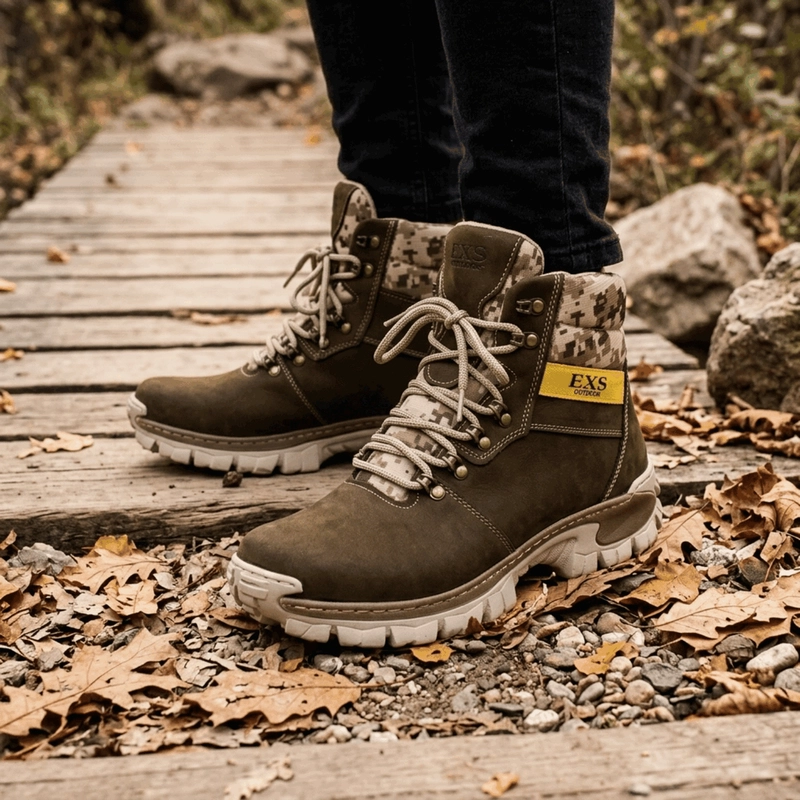 BOTIN EXS OUTDOOR CUERO VERDE MILITAR - 2