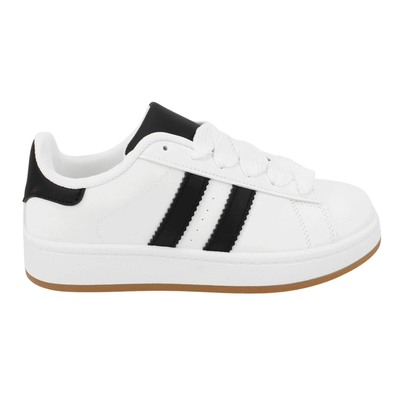 ZAPATILLA NEW WALK CLASICA RETRO BLANCA Y NEGRA - 1