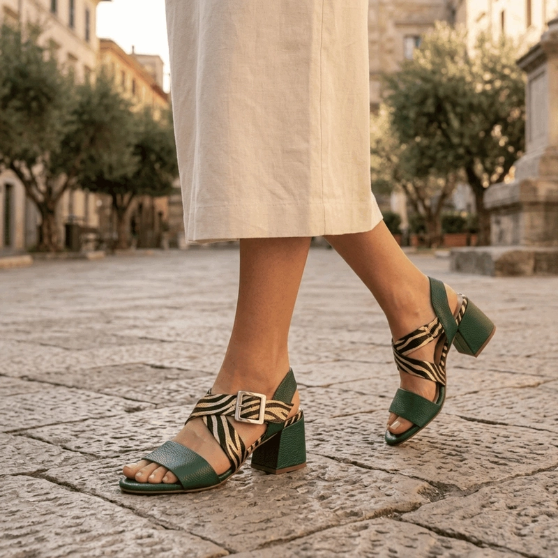 SANDALIA EXS LOLA CUERO VERDE - 2