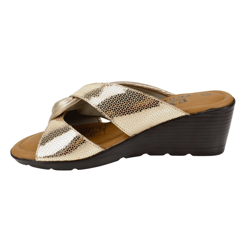 SANDALIA EXS BRILLANTE CONFORT CUERO DORADA - 4