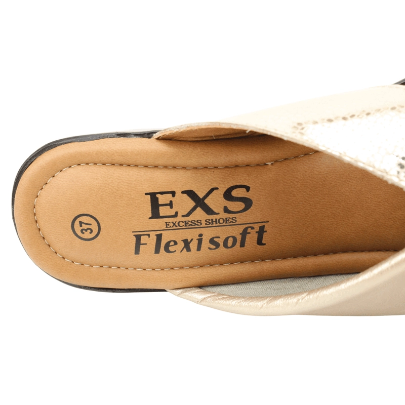 SANDALIA EXS BRILLANTE CONFORT CUERO DORADA - 5