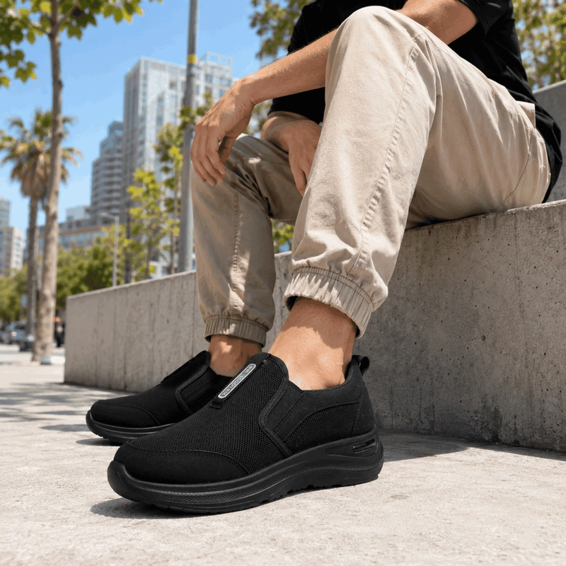 ZAPATILLA NEW WALK MESH CONFORT SLIP ON NEGRA - 2