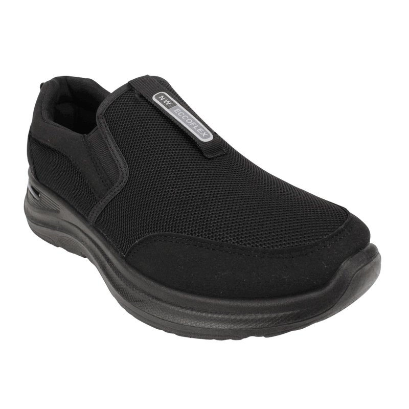ZAPATILLA NEW WALK MESH CONFORT SLIP ON NEGRA - 3